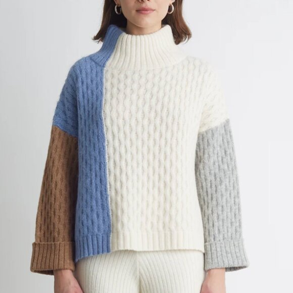 Eleven Six Size Medium/Large Knit Mock Neck Celia Color Block Sweater - Picture 1 of 11